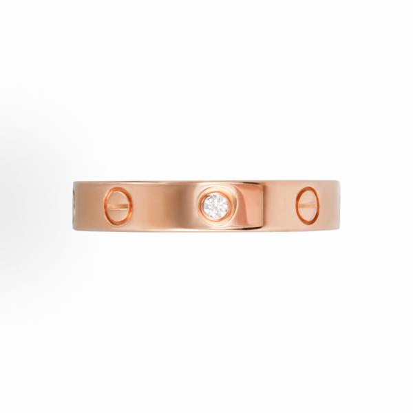 CARTIER 18K rose gold ring set with one diamond for both men and women, a couple's style