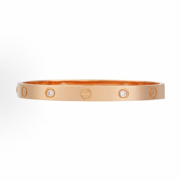 Cartier Love 4 Diamond Bracelet 18K Rose Gold with Diamonds