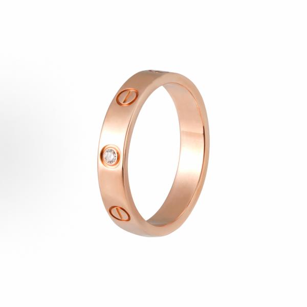 CARTIER 18K rose gold ring set with one diamond for both men and women, a couple's style
