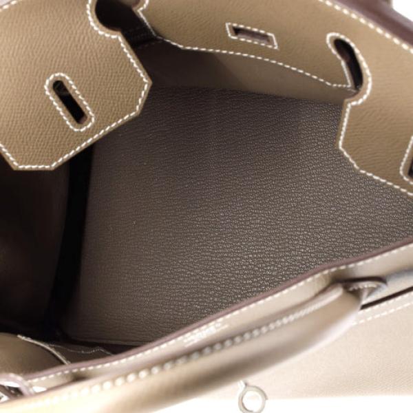 Hermes Birkin Handbag Grey Epsom with Palladium Hardware 30