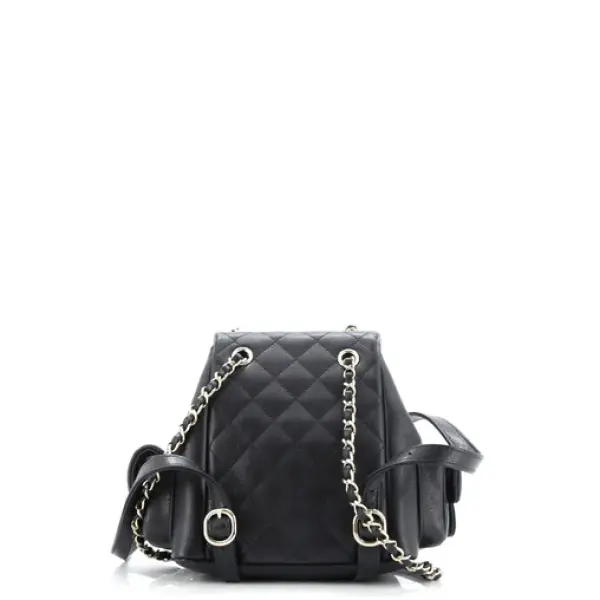 Chanel Duma Multipocket Drawstring Backpack Quilted Caviar Mini