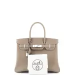 Hermes Birkin Handbag Grey Epsom with Palladium Hardware 30