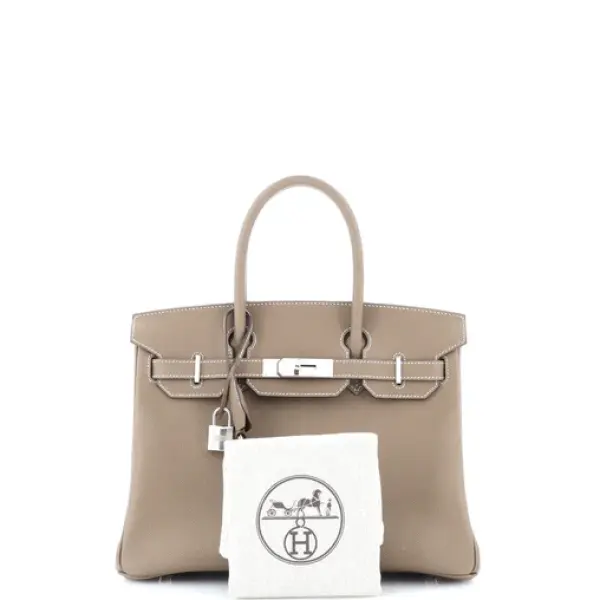 Hermes Birkin Handbag Grey Epsom with Palladium Hardware 30