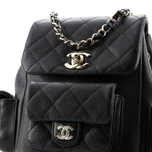 Chanel Duma Multipocket Drawstring Backpack Quilted Caviar Mini