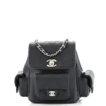 Chanel Duma Multipocket Drawstring Backpack Quilted Caviar Mini