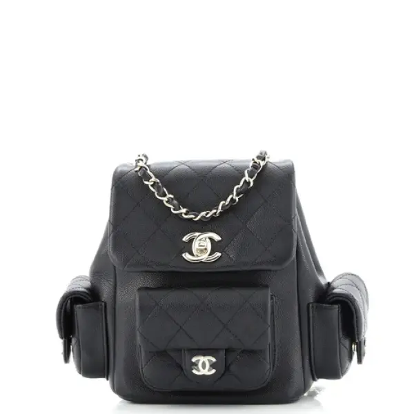 Chanel Duma Multipocket Drawstring Backpack Quilted Caviar Mini
