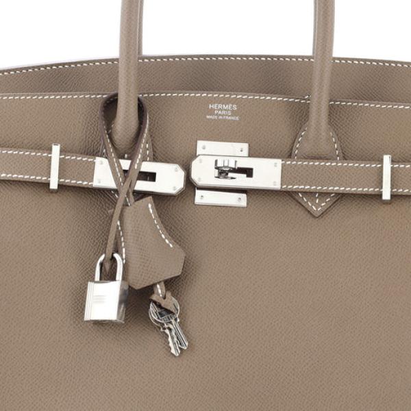 Hermes Birkin Handbag Grey Epsom with Palladium Hardware 30