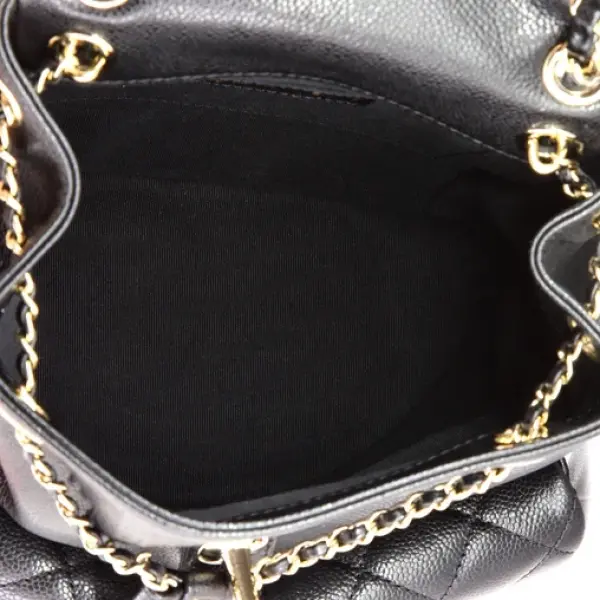 Chanel Duma Pockets Drawstring Backpack Quilted Caviar Small