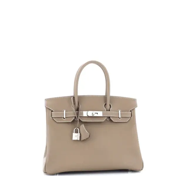 Hermes Birkin Handbag Grey Epsom with Palladium Hardware 30