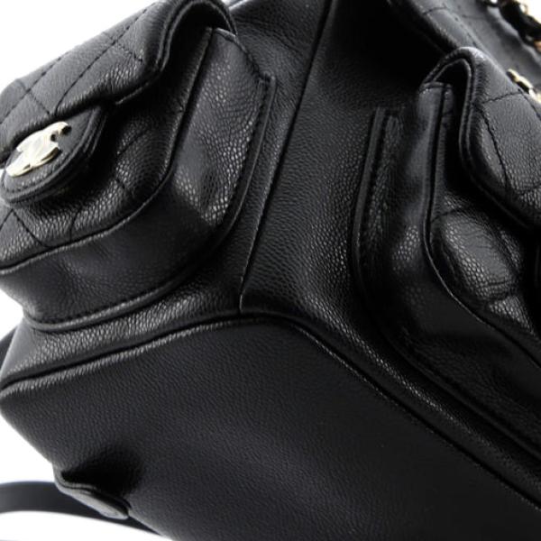 Chanel Duma Multipocket Drawstring Backpack Quilted Caviar Mini