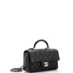 Chanel Classic Single Flap Top Handle Bag Quilted Iridescent Lambskin Mini
