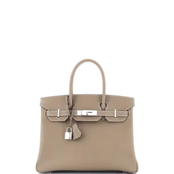 Hermes Birkin Handbag Grey Epsom with Palladium Hardware 30
