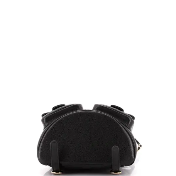Chanel Duma Pockets Drawstring Backpack Quilted Caviar Small