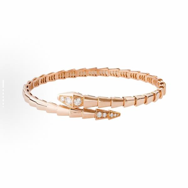 Bvlgari SERPENTIVIPER series 18k rose gold diamond-encrusted bracelet