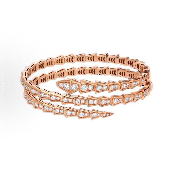 Bvlgari SERPENTI collection diamond-encrusted bracelet for women, 18K rose gold