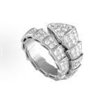 Bvlgari SERPENTIVIPER series VIPER 18K white gold ring with full diamonds for both men and women, a couple's style