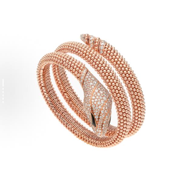 Bvlgari animal design 18K rose gold diamond onyx bracelet for women