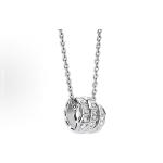 BVLGARI SERPENTIVIPER collection Logo pendant with closely set diamonds 18K gold necklace for men and women