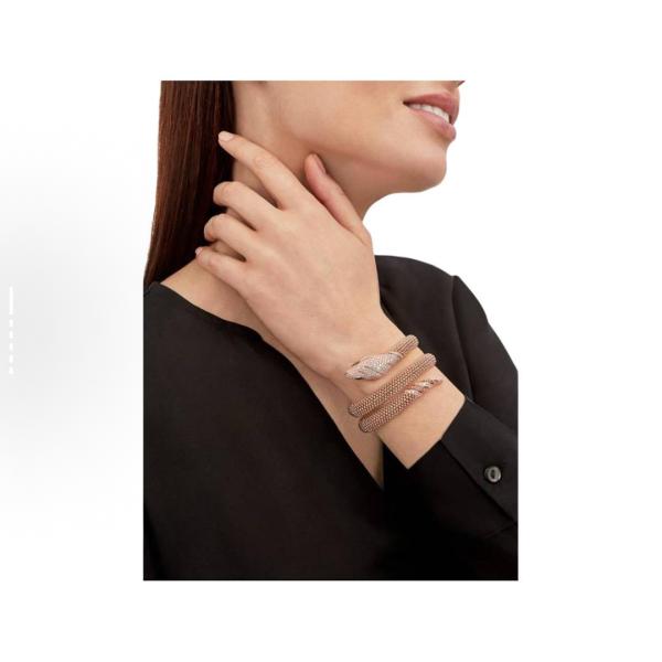 Bvlgari animal design 18K rose gold diamond onyx bracelet for women