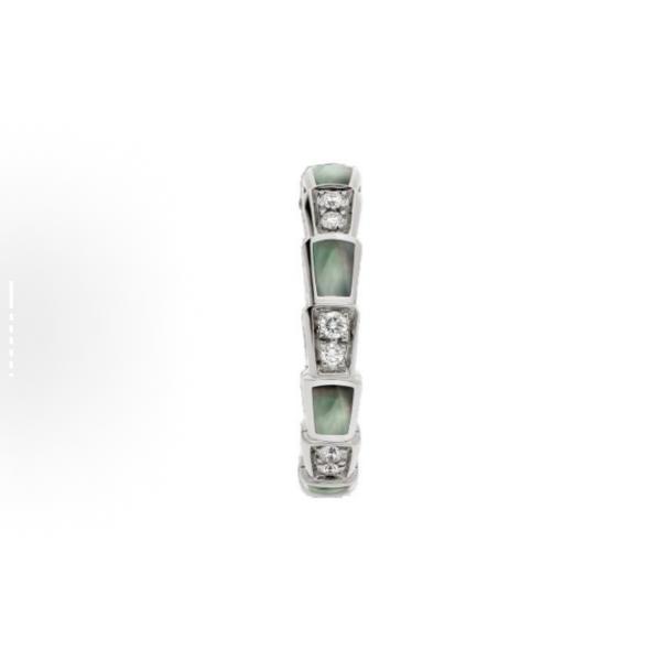 Bvlgari SERPENTIVIPER series women's Single Ring Mother-of-Pearl Ring 18K white gold