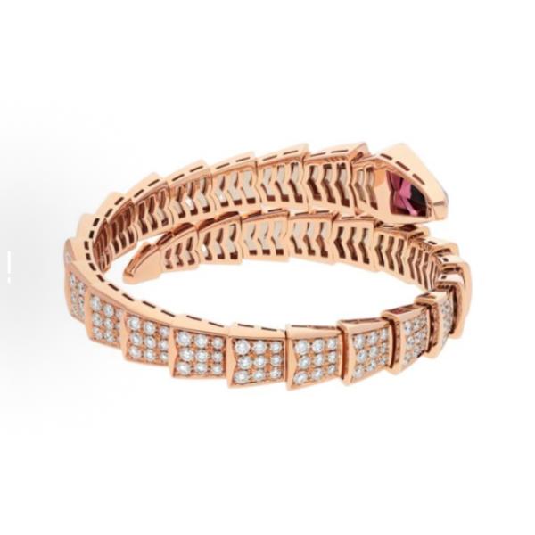 Bvlgari SERPENTI collection snake scale set Full Diamond bracelet for women, 18K rose gold