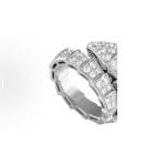 Bvlgari SERPENTIVIPER series VIPER 18K white gold ring with full diamonds for both men and women, a couple's style