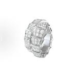 Bvlgari SERPENTIVIPER series VIPER 18K white gold ring with full diamonds for both men and women, a couple's style