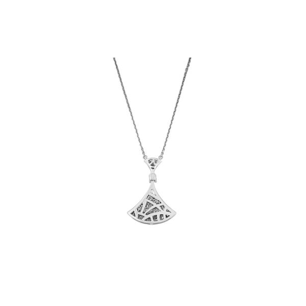 Bulgari DIVAS 'Dream collection exquisite diamond-encrusted fan 18k white gold necklace for men and women, a couple's style