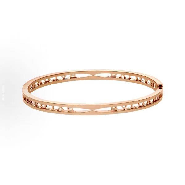 BVLGARI 18K rose gold bracelet for women, with letters surrounding the Logo
