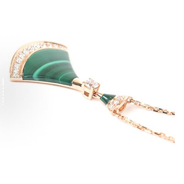 BVLGARI DIVAS 'Dream collection fan-shaped pendant malachite diamond-encrusted necklace for men and women, rose gold couple style