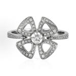 Bvlgari FLOREVER series 18K white gold diamond-encrusted flower ring for women