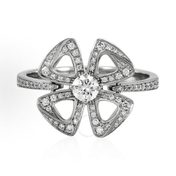 Bvlgari FLOREVER series 18K white gold diamond-encrusted flower ring for women