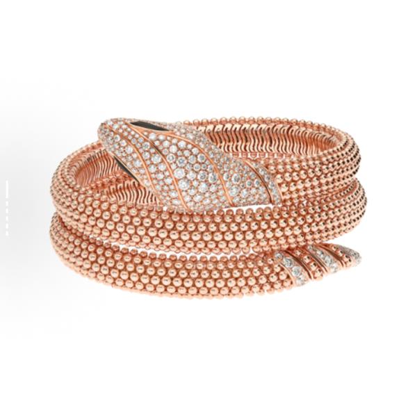 Bvlgari animal design 18K rose gold diamond onyx bracelet for women