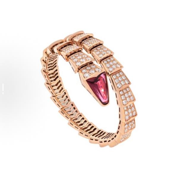 Bvlgari SERPENTI collection snake scale set Full Diamond bracelet for women, 18K rose gold