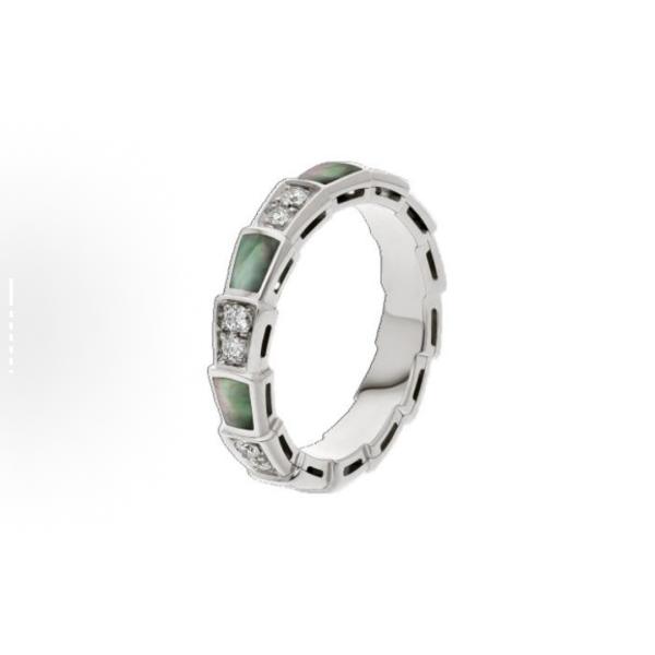 Bvlgari SERPENTIVIPER series women's Single Ring Mother-of-Pearl Ring 18K white gold
