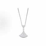 Bulgari DIVAS 'Dream collection exquisite diamond-encrusted fan 18k white gold necklace for men and women, a couple's style