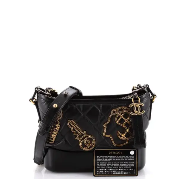 Chanel Gabrielle Hobo Embellished Quilted Aged Calfskin Small