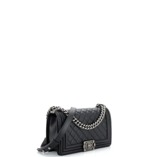 Chanel Boy Flap Bag Quilted Lambskin Old Medium