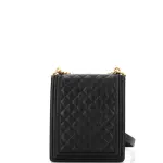 Chanel North South Boy Flap Bag Quilted Caviar Large