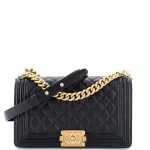 Chanel Boy Flap Bag Quilted Caviar Old Medium