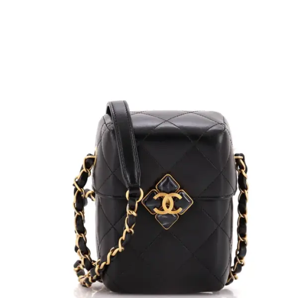 Chanel Diamond Lock CC Phone Holder Crossbody Bag Quilted Lambskin Mini