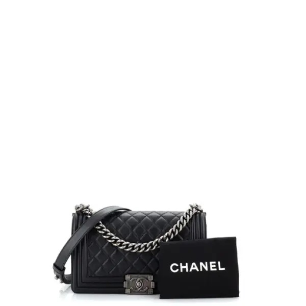 Chanel Boy Flap Bag Quilted Lambskin Old Medium