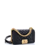 Chanel Boy Flap Bag Quilted Caviar Small