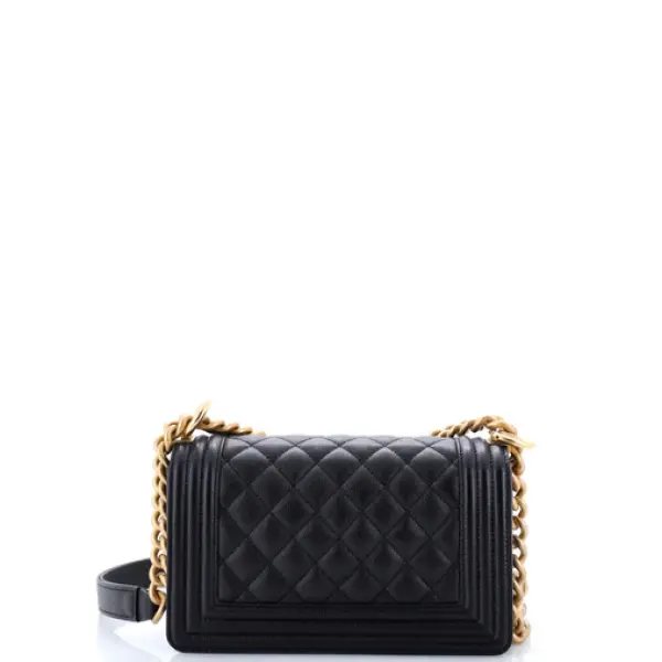 Chanel Boy Flap Bag Quilted Caviar Small