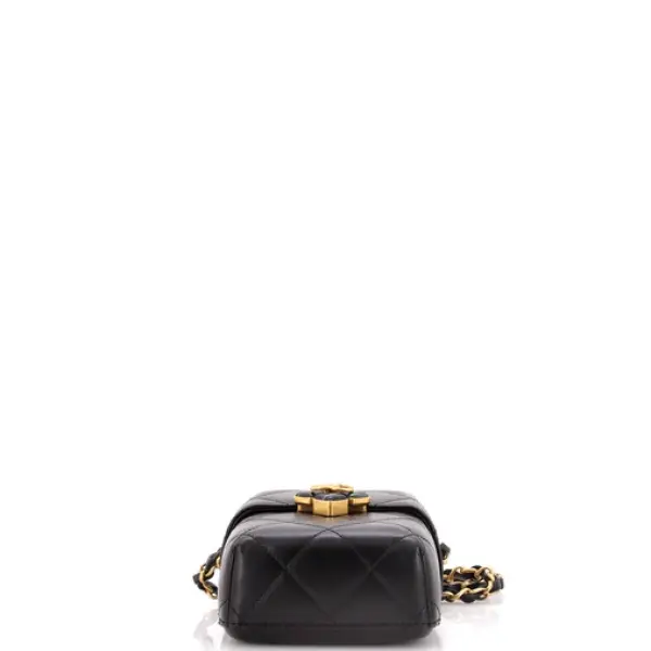 Chanel Diamond Lock CC Phone Holder Crossbody Bag Quilted Lambskin Mini
