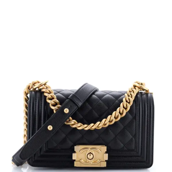 Chanel Boy Flap Bag Quilted Caviar Small