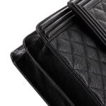 Chanel North South Boy Flap Bag Quilted Caviar Large
