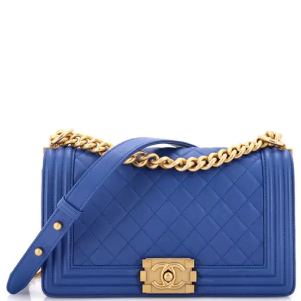 Chanel Boy Flap Bag Quilted Lambskin Old Medium