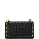 Chanel Boy Flap Bag Quilted Caviar with Whipstitch Chain Detail Old Medium