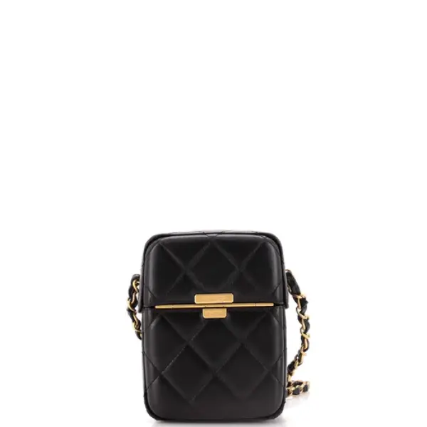 Chanel Diamond Lock CC Phone Holder Crossbody Bag Quilted Lambskin Mini